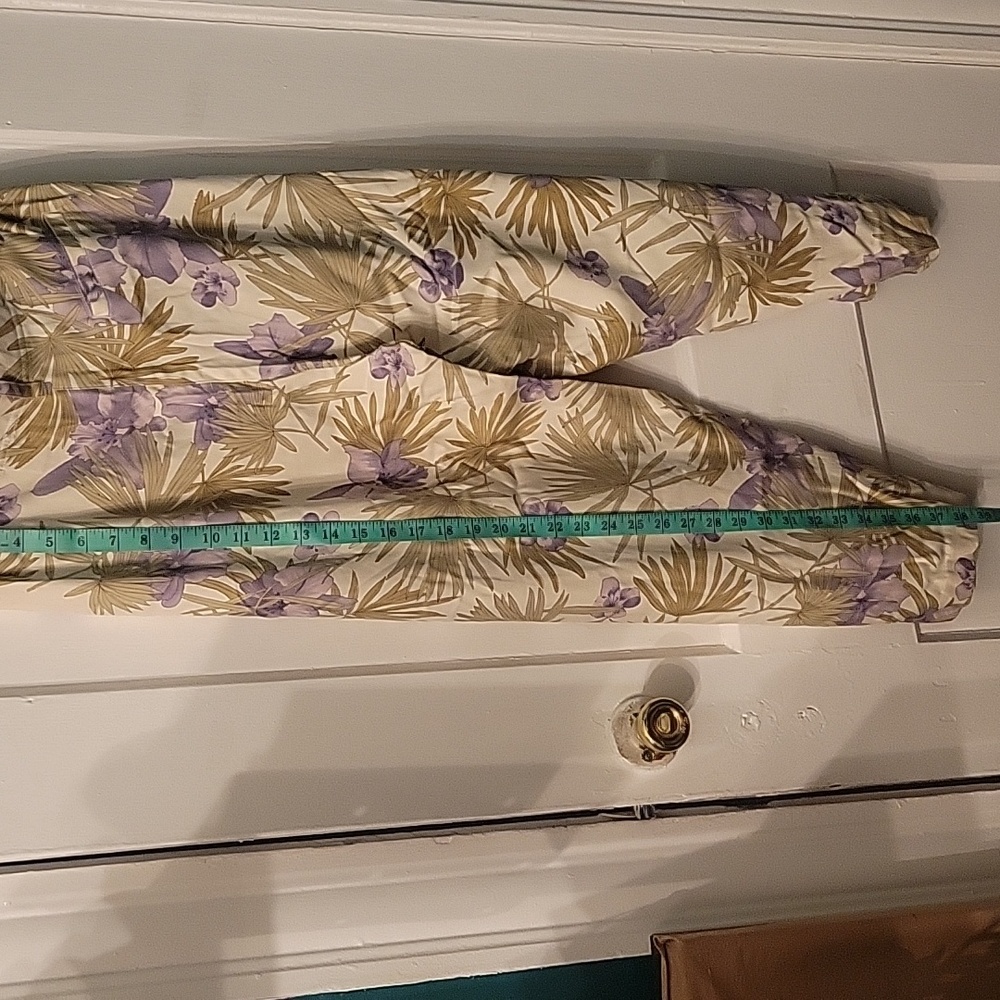 Kate Hill Women Pant Island Getway Beige Floral Multicolor Size 2X Sides Elastic - Picture 4 of 9